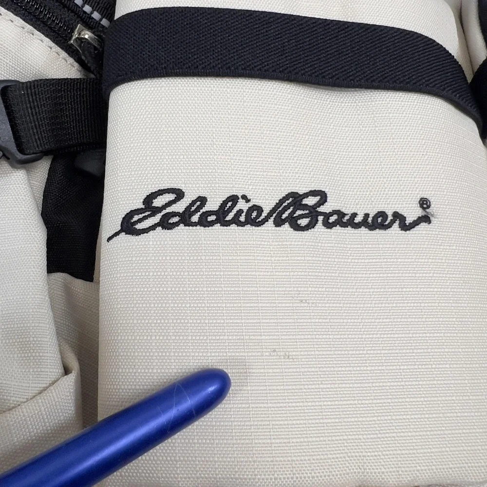 Eddie Bauer Hydration Bag Large Black White Canvas Outdoor Fanny Pack Hiking